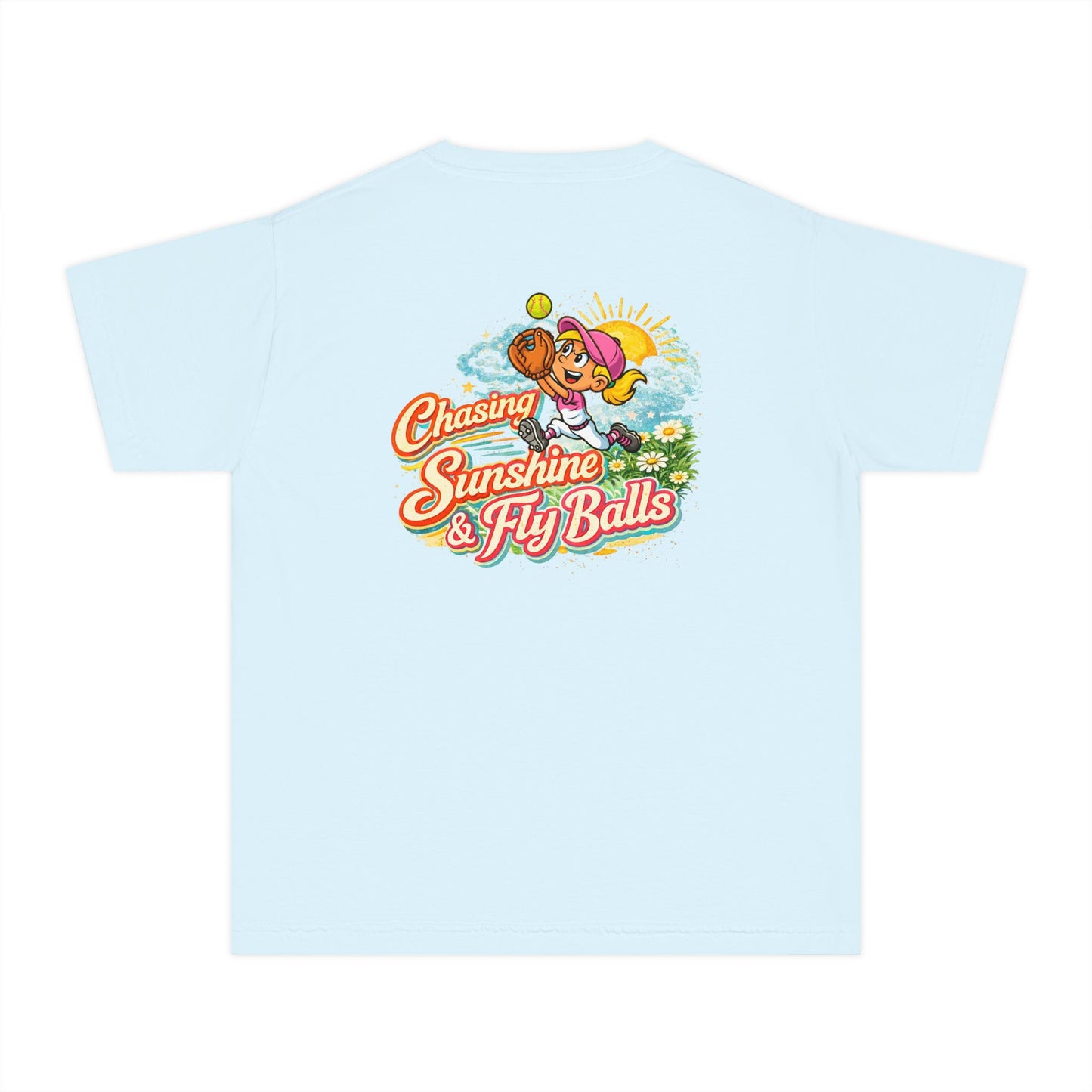 Copy of Youth Tee — "Chasing Sunshine & Fly Balls" Softball Graphic