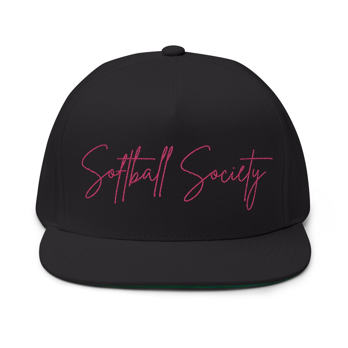 Softball Society Flat Bill Cap – Embroidered Script Snapback