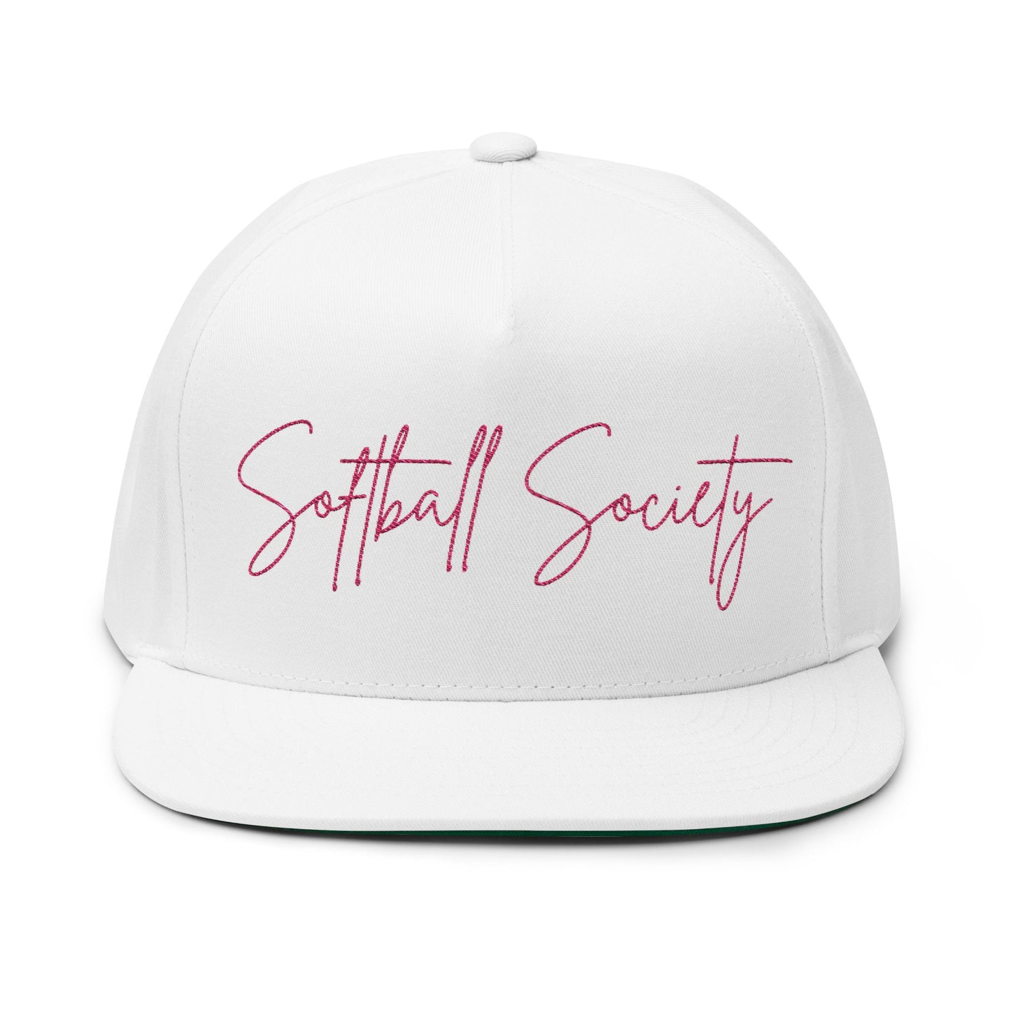 Softball Society Flat Bill Cap – Embroidered Script Snapback