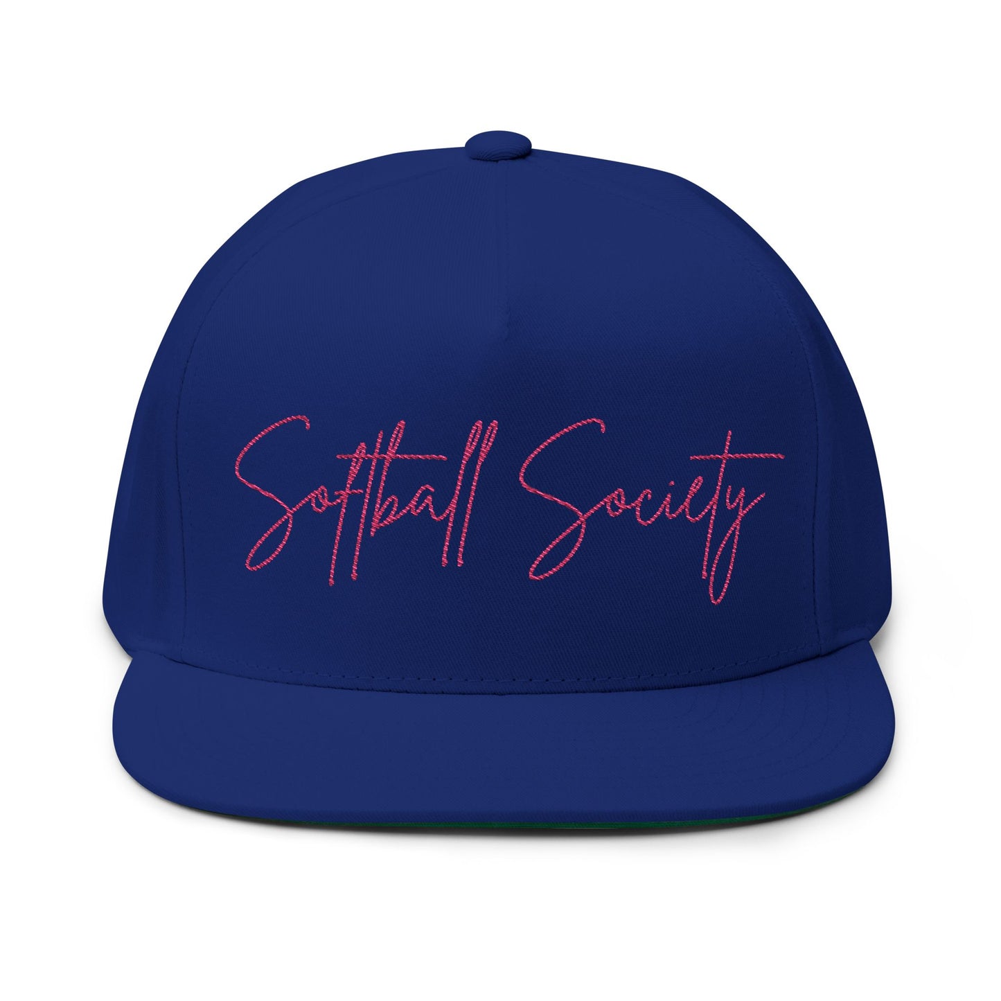 Softball Society Flat Bill Cap – Embroidered Script Snapback