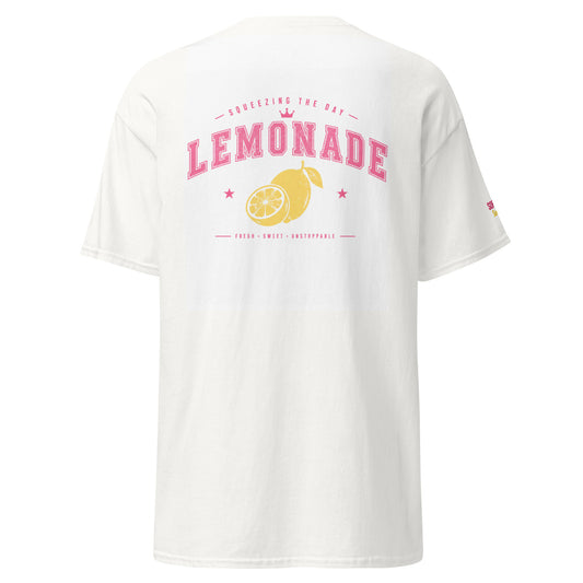Squeeze the Day Tee, white unisex softball graphic t-shirt, back view